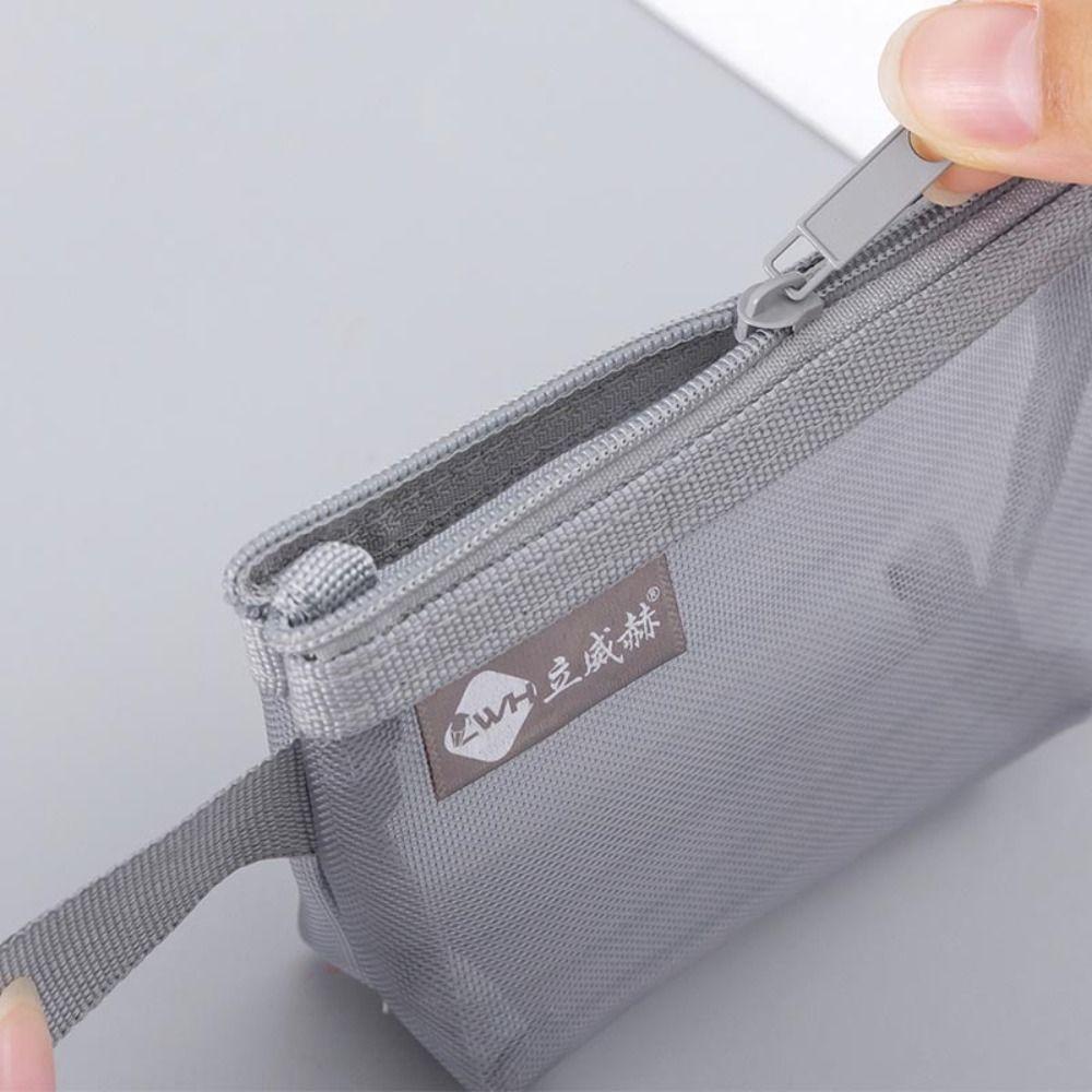 Легкая квадратная сетчатая сумка для хранения, косметичка большой емкости, портативный мини-кошелек на молнии для монет