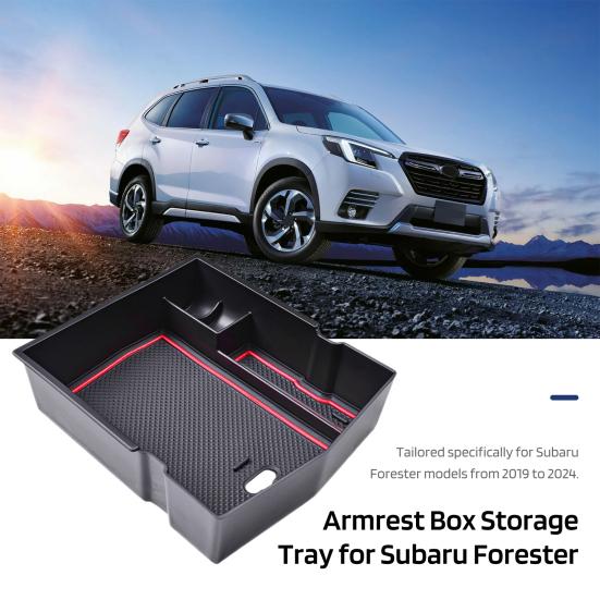Лоток для хранения ящика в подлокотнике для Subaru Forester 2024-2019 Съемные накладки с отверстием USB Простая установка Внутренний органайзер для легкого доступа к скрытому хранению