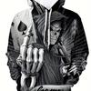 Mens Fashionable Skull Graphic Hoodie 3D Printed Breathable Wear Ideal Outdoor Adventures Sporty Hooded Shirt Men