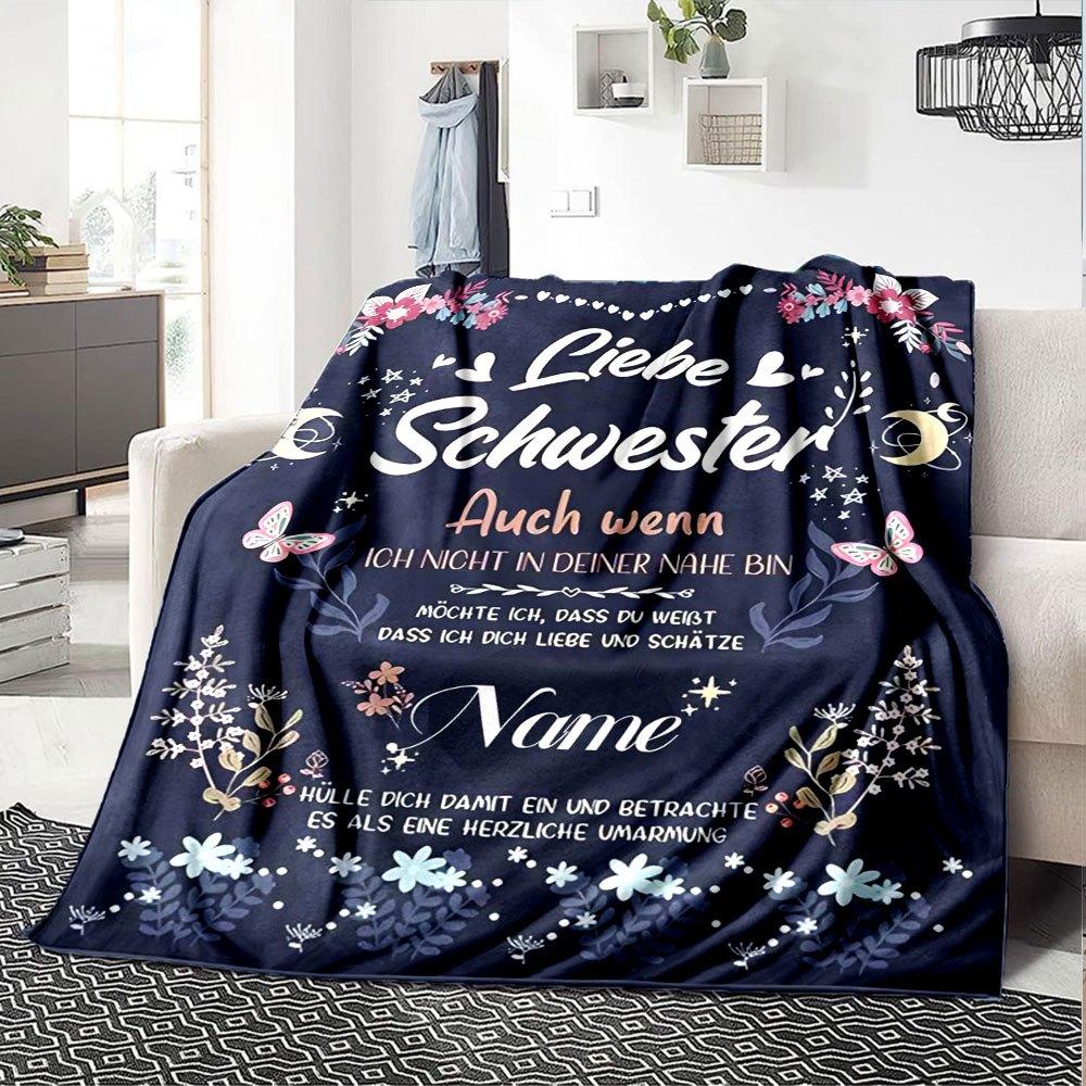 Loving Sister Home Customize Your Name Blankets Soft And Cozy Lightweight For All Seasons Perfect For Picnics Sofa Office Bed Living Room Ideal Gift