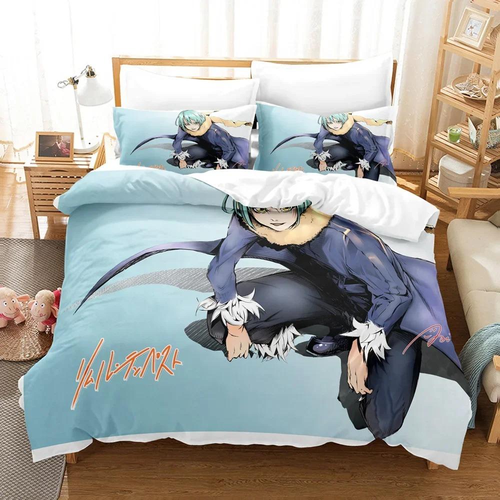Комплект постельного белья с аниме «Когда я переродился в слизь» Rimuru Kids Gift Duvet Cover Pillowcases Queen King Single Size