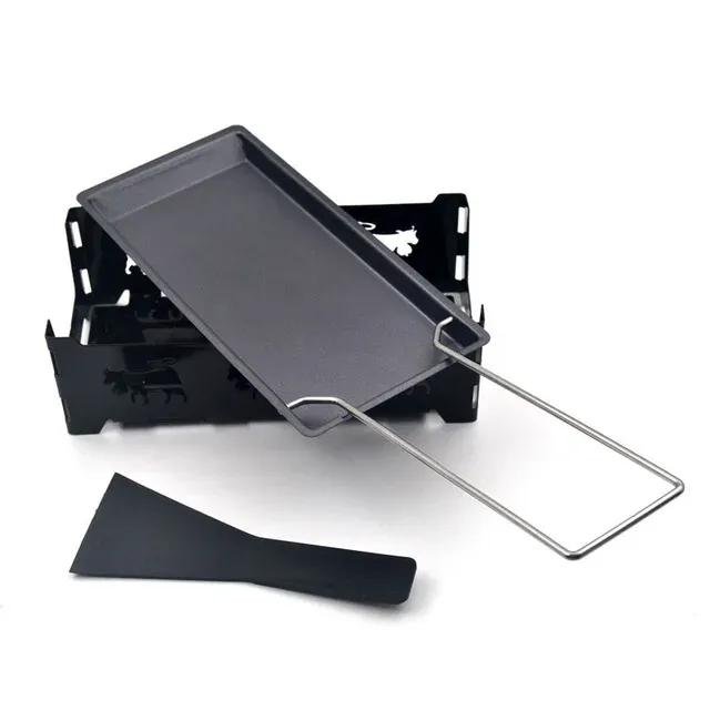 Mini Cheese Raclette Non-stick Coating Candles with Spatula Cook Set Heated Baking Tray Foldable Handle Breadfor Non-stick Cheese Set