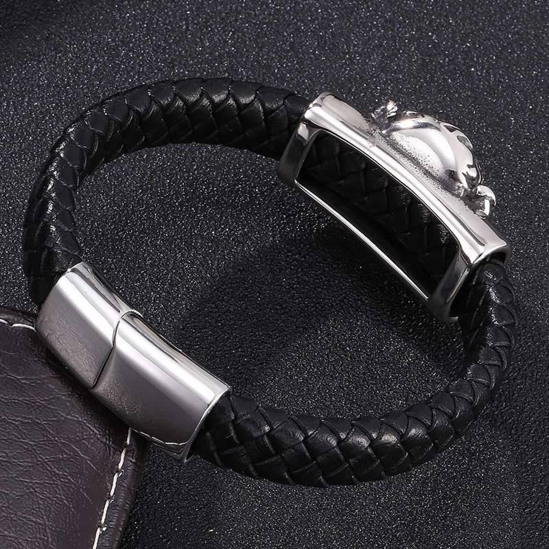 Панк-мужские браслеты-демоны, черный кожаный браслет, мужские подвески, модные браслеты, подарок