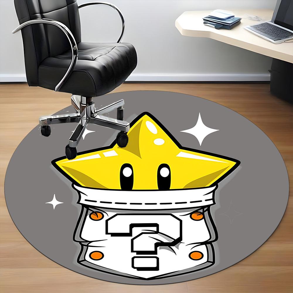 1pc Mario Star Office Round Area Rug, Under Office Chairs Bedroom Living Room Home Decor a1022248