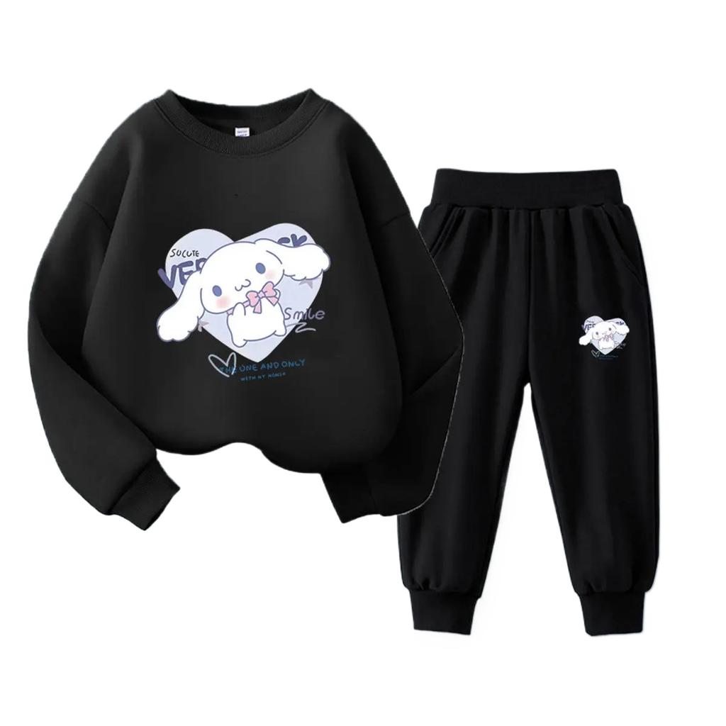 2025 Комплекты детской одежды, детский костюм с капюшоном Cinnamoroll, костюмы для мальчиков, детские костюмы, толстовки с круглым вырезом Kuromi, топы + брюки, комплект из 2 предметов