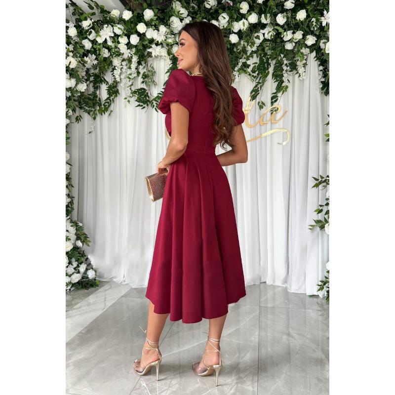 YYFS Women's Fashion Summer Spring Solid Color Print Short Sleeve V-Neck High Waist Casual Dresses