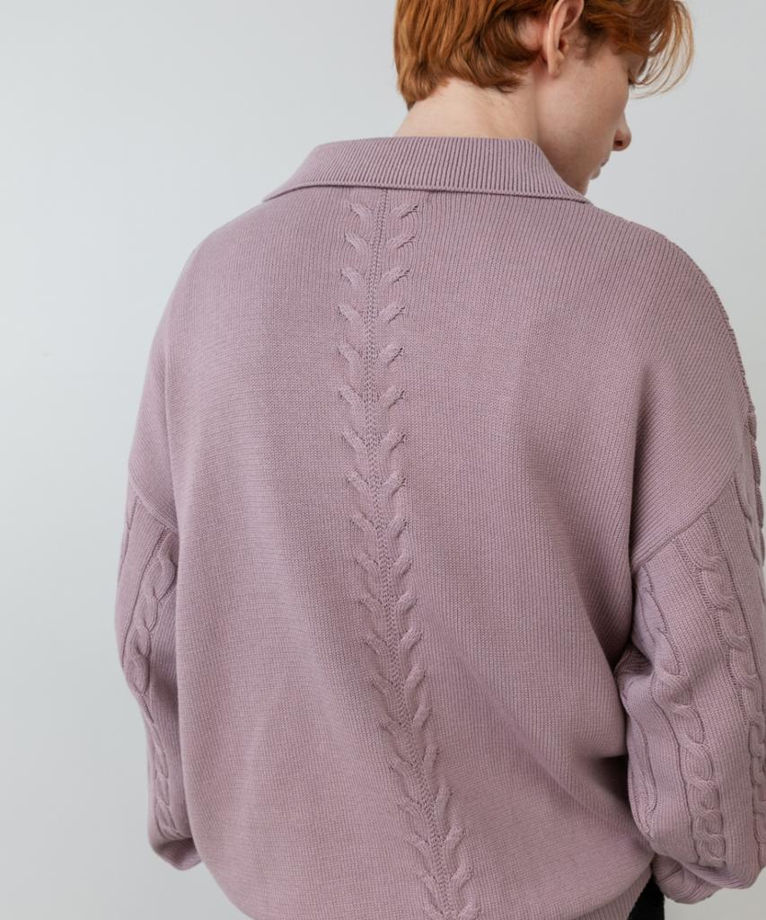 MINAV Maxi Cable Collar Knit [Indie Pink]