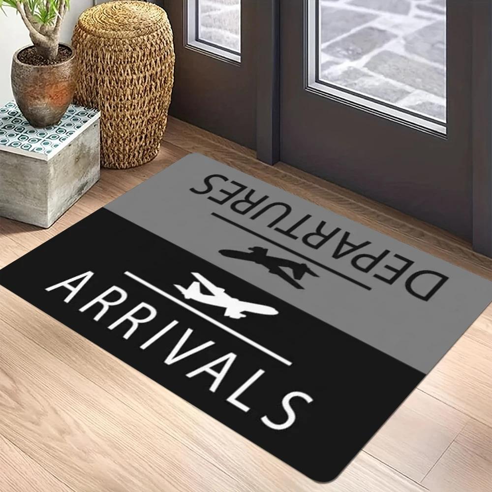VIKAMA Aviation-Themed Rug with Flight Departure/Arrival Sign Non-Slip Design for Living Room and Bedroom Home Decor