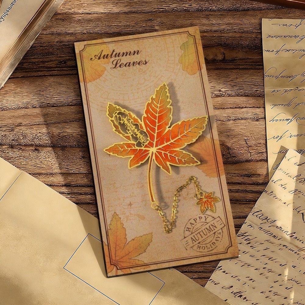 Apricot Leaf Metal Ruler Bookmarks Maple Leaf Pagination Mark Book Marking  Reading Accessory