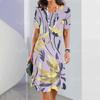 2025 New Ladies Floral Print Summer Elegant Dress Round Neck Short-sleeved Dress Fashion Oversized Clothes