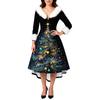 Women's Fashion Elegant Autun And Winter Long Sleeve V-Neck Christmas Print Dress