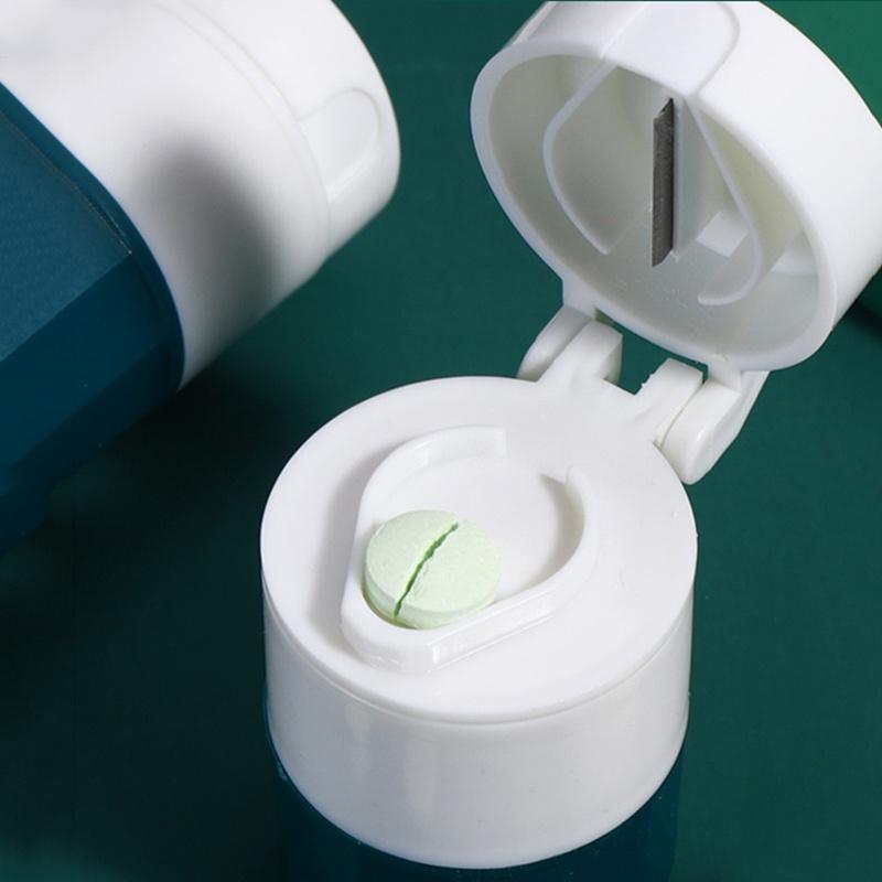 4 In 1 Portable Pill Medicine Crusher Splitter Tablet Divider Cutter Drugs Storage Box Powder Tablet Grinder 4 Layer Travel Pill Box