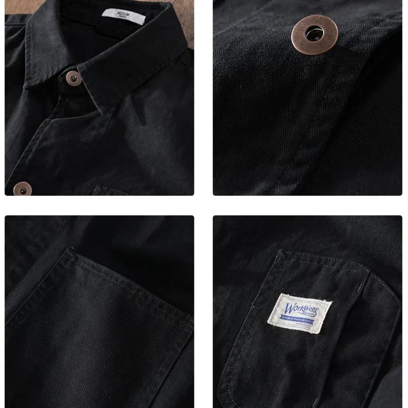 Японские куртки-карго в ретро-стиле для мужчин, весенне-осеннее мужское пальто из чистого хлопка, рабочая одежда, воротник-лацкан, однобортное пальто цвета хаки