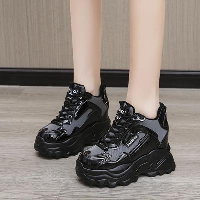 Модная женская осенне-зимняя спортивная обувь с высоким верхом из кожи на платформе, вулканизированные кроссовки, женская уличная обувь на шнуровке в стиле ретро, повседневная женская обувь