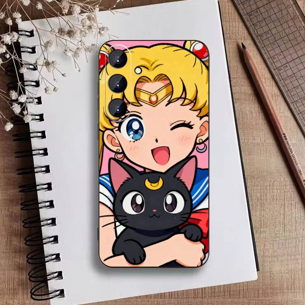Мультяшный чехол для телефона D-Sailor M-Moons для Samsung Galaxy A73, A21s, A22, A31, A52, A53, A71, A41, Мягкий черный корпус