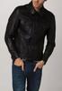 New Pure Leather Lambskin Classic Formal Casual Men Stylish Black Shirt Handmade