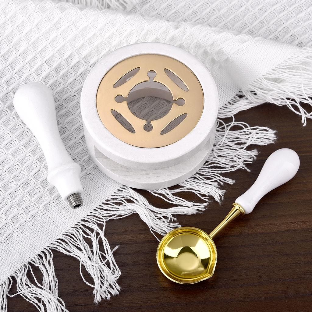2/3Pcs Set Retro Sealing Wax Furnace Stove Pot Wood Handle Sealing Wax Spoon Wax Sealing Decorative For Candle Stamp Wax Stamp