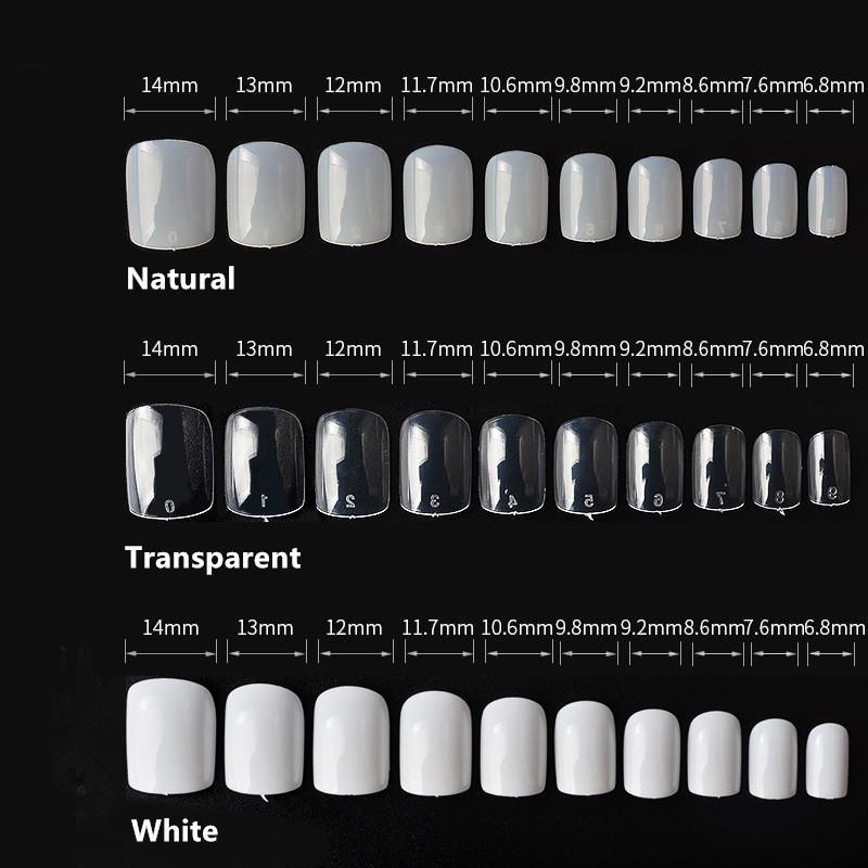 Накладные ногти, квадратные, окрашенные, с круглой головкой, накладные зажимы для ногтей, натуральный прозрачный цвет