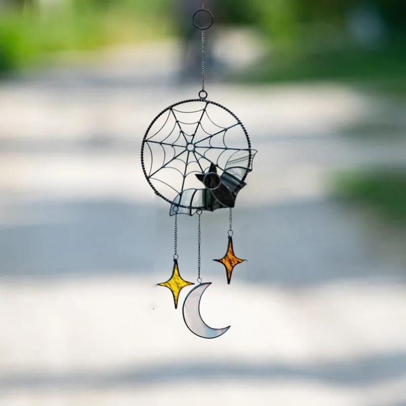 Creative Wind Chimes Home Holiday Party Decors Halloween Decorations Gothic Bat Moon Star Hanging Ornament Window Wall Pendants