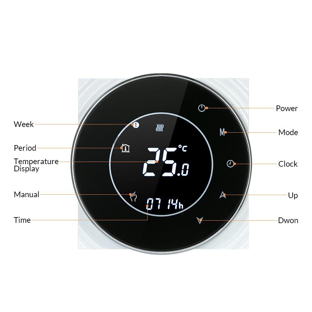 Programmable Gas Boiler Heating Thermostat Dry Contact Temperature Controller Touchscreen LCD with