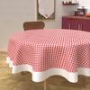 Round Stain-resistant Cotton Tablecloth, Diameter 160 Cm, Red GINGHAM, by Soleil d'Ocre