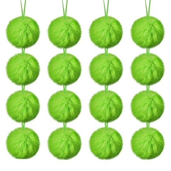 12/16 шт. Рождественские подвесные украшения 6 см зеленые пушистые шарики бант декор легкий многоразовый елочный кулон праздничный декор подарки