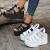 Fashion Women Ankle Buckle Wedge Sandals Summer 2025 Trend Platform Breathable Shoes Women Retro Comfortable Non-slip Soft Sole Sandals