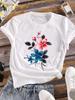 (Asian Size) Women Tee Top Clothing Lovely Trend Casual Flower Short Sleeve T Shirt Fashion Print Lady Female Graphic T-shirts