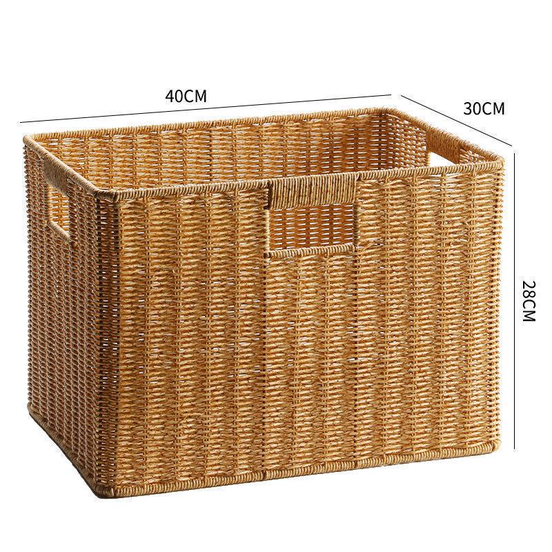Плетеная коробка для хранения: Универсальная корзина для организации книг, журналов, закусок, игрушек и многого другого в гостиной или кабинете.