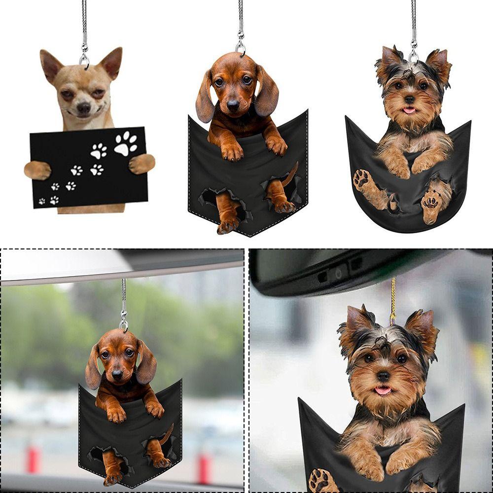 Toy Auto Rearview Mirror Decoration Hanging Puppy Ornaments Car Pendant Car Interior Accessories
