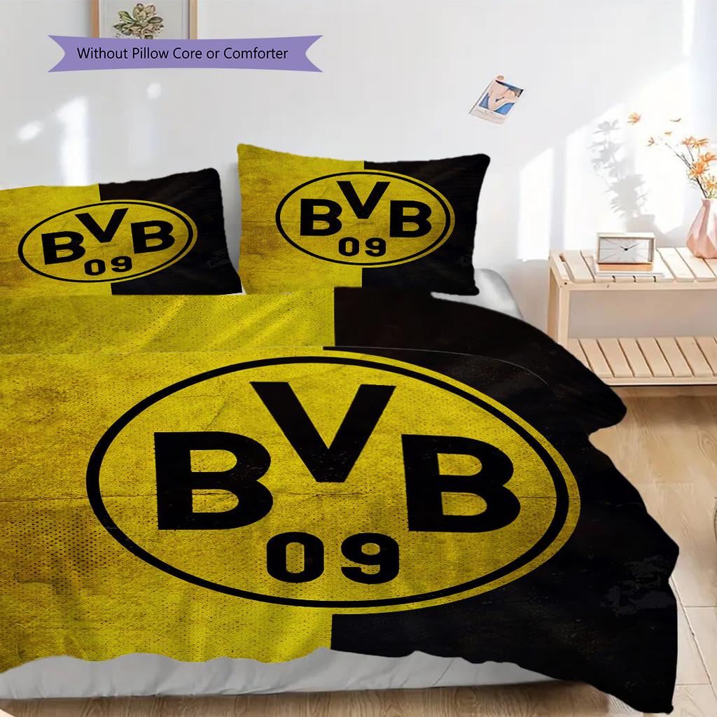 Боруссия Дортмунд Логотип Узор Комплект Постельного Белья Одеяло Пододеяльник Наволочка Домашний Декор Подарок на День Рождения (1 пододеяльник + 2 наволочки, без наполнителя)