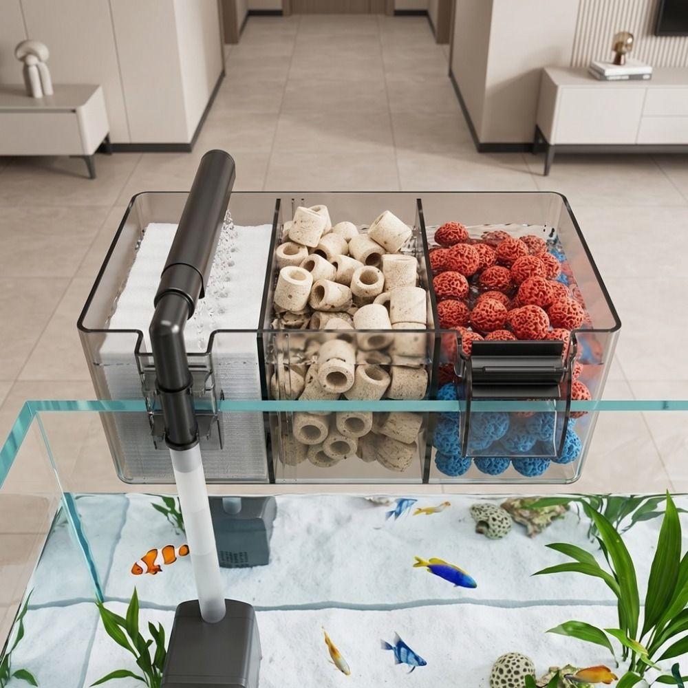 3-in-1 Drip Flow Fish Tank Filter Box Silent Operation Top Mounted Filter Small Fish Tank