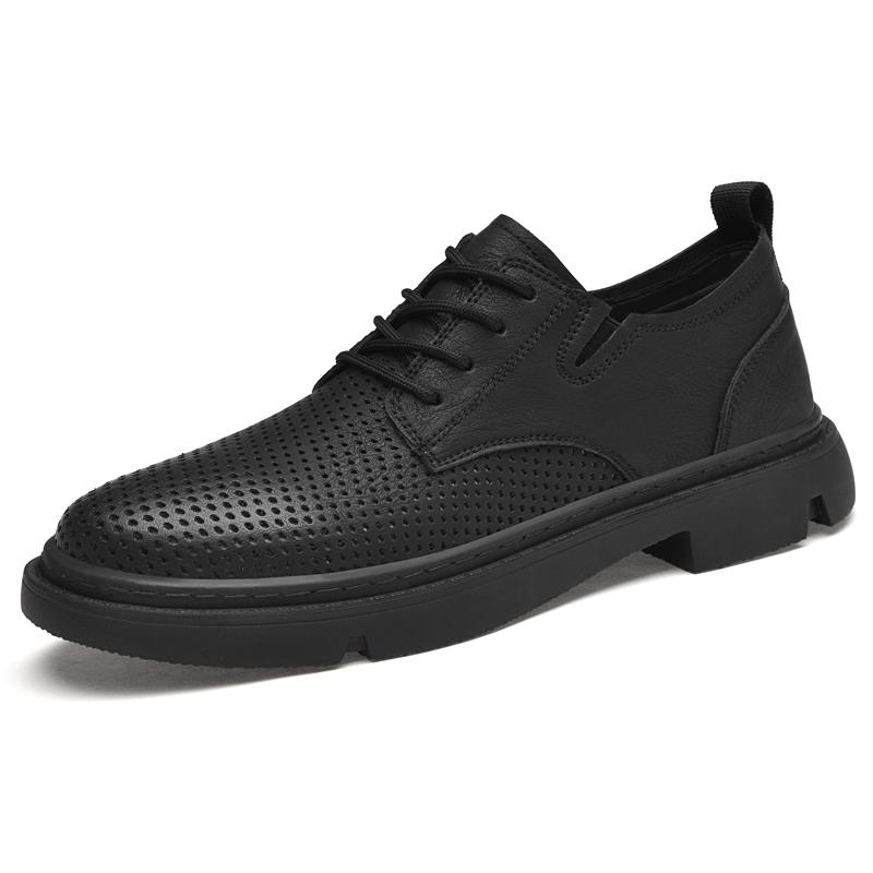 Breathable Male Sneakers Genuine Leather Men Casual Shoes Business Lace-up Mens Dress Shoes Elegantes Wedding Dress Shoes Hollow