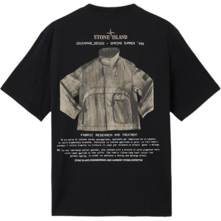 STONE ISLAND Классическая футболка с коротким рукавом и надписью, мужской топ, черный K1S1521000-37S0091-V0029
