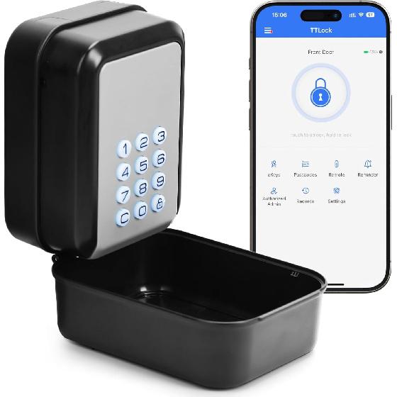 Smart Key Lock Box Electronic Bluetooth Lock Box with APP Control & PIN Code Types,Share eKey Wall Mounted Lock Box for Airbnb Realtor House Office