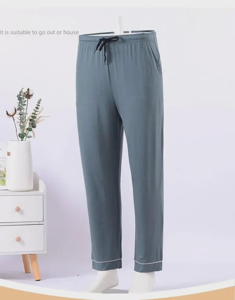 Мужские повседневные пижамные брюки из модала – свободные, тонкие домашние брюки для ношения в помещении и на улице