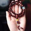 African Sandalwood Hand Chain Bracelet with Six-Character Mantra and Plum Blossom Design
