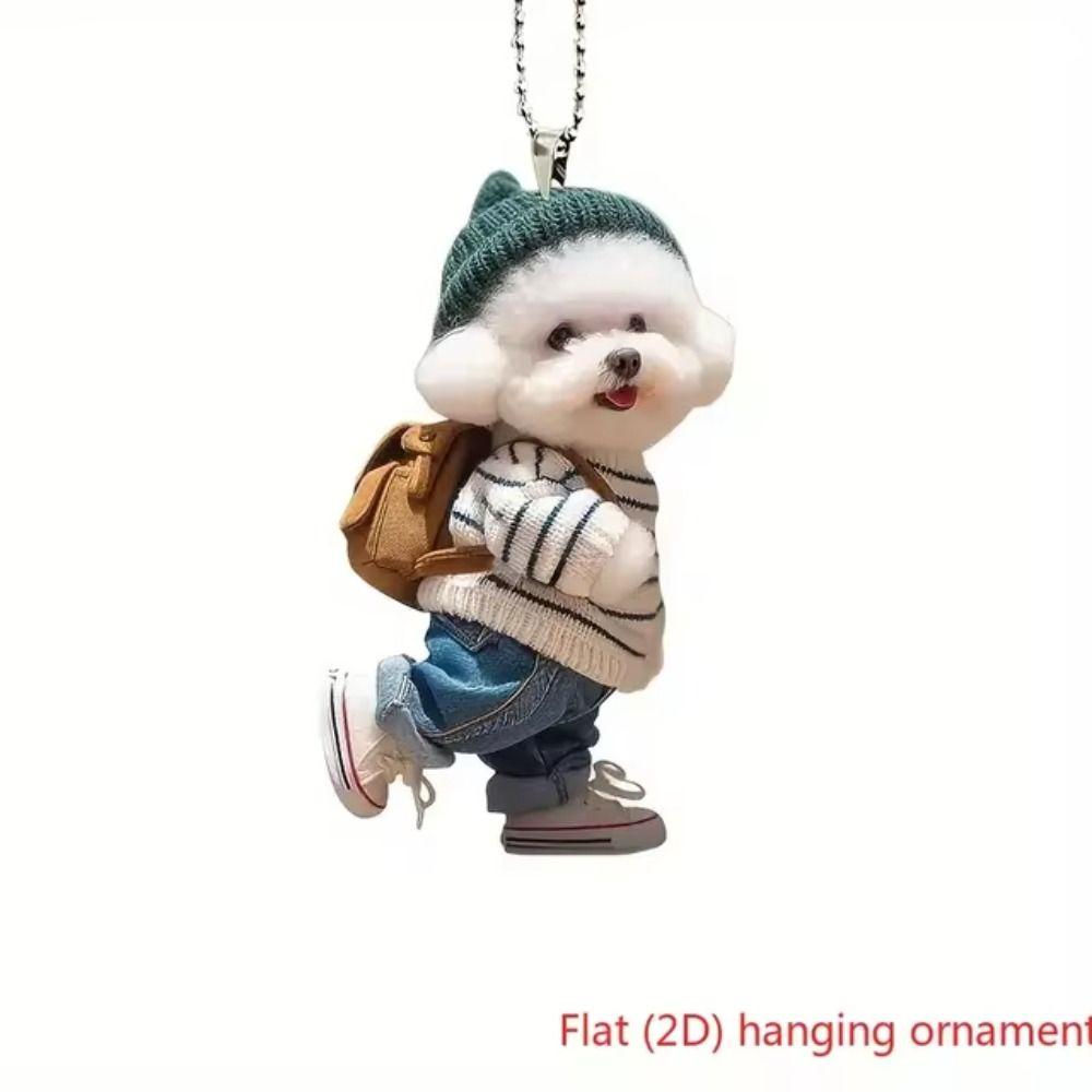 Креативные подвески для автомобиля Щенок Человек Рюкзак Акриловая плоская подвеска для автомобиля