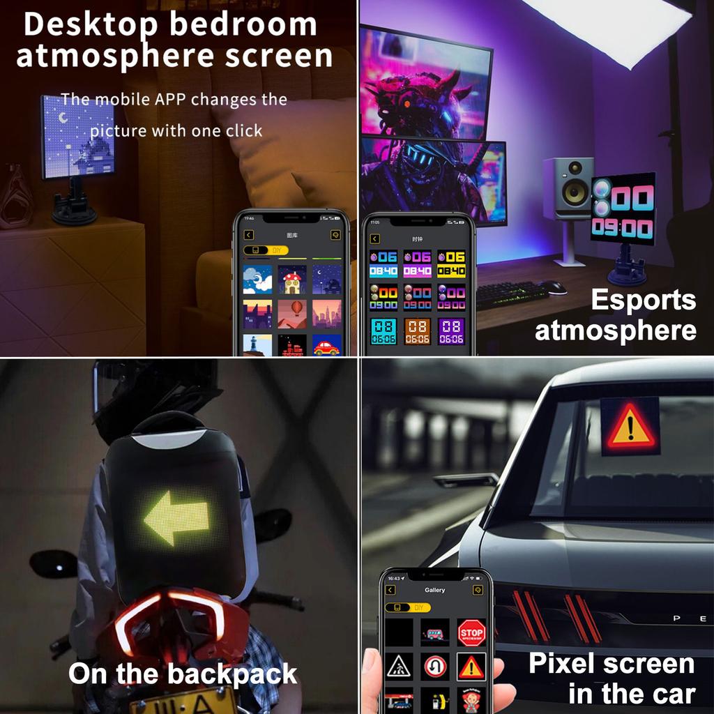 LED Pixel Display Screen App Control LED Car Sign Screen with 32x32 Pixel Custom Text Pattern Animation Programmable LED Screen