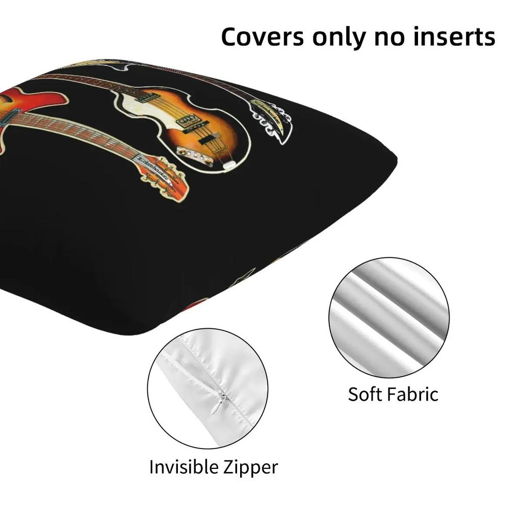 Rickenbacker Guitars And Hofner Bass 2 Pcs Square Pillowcase Pillow Cover Cushion Throw Pillow For Home Living Room