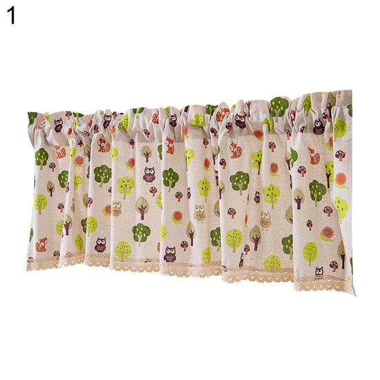Короткая занавеска для кухни с мультяшным животным принтом дерева, занавеска на окно, драпировка, домашний декор