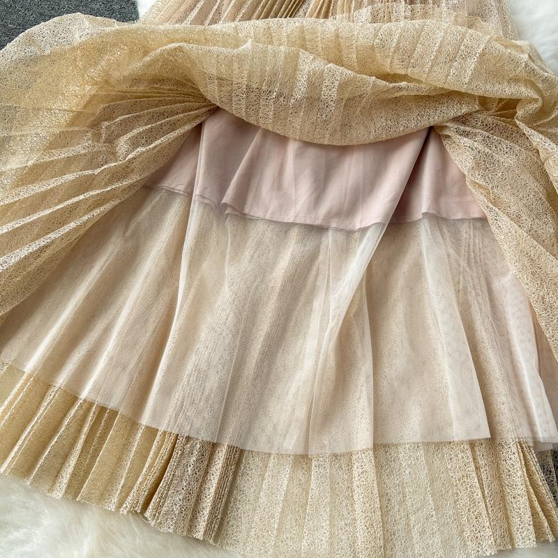 Летнее новое французское ретро роскошное женское платье с вышивкой высокого класса элегантный и элегантный стиль кружевное плиссированное платье дизайн