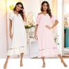 2025 New Women's Short-Sleeved Pajama Nightdress: Comfortable European and American Loungewear