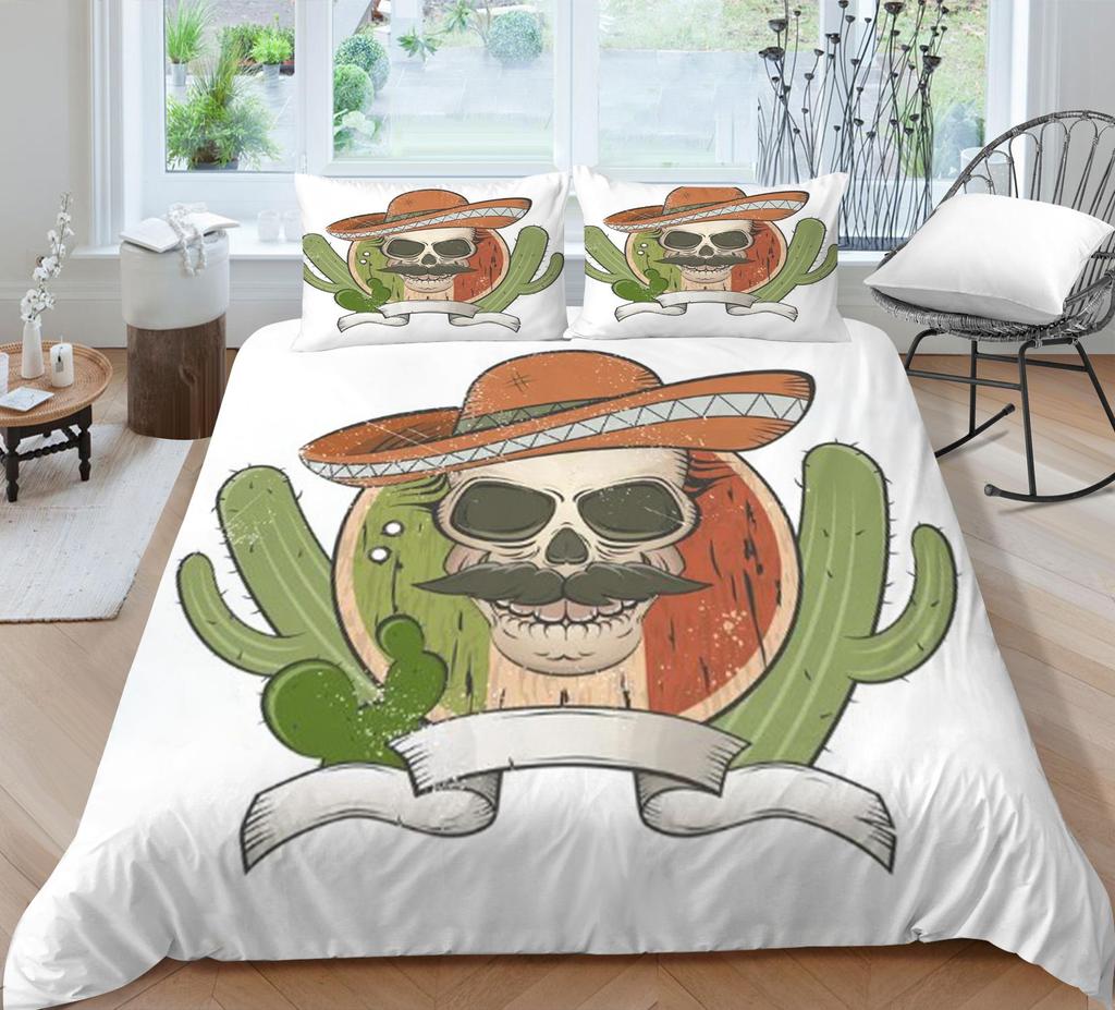 Bedding Suit 3D Skull Print Bed Cover Home Bedclothes  Fashionable Duvet Cover Sets Polyester Single Double King Size