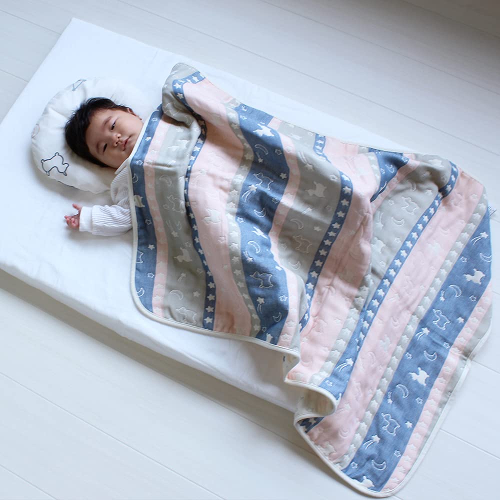 Rody nino nino Rody Марля Сделано в Детское Одеяло-пеленка 6-слойное одеяло, Япония, (Розовый/Темно-синий)