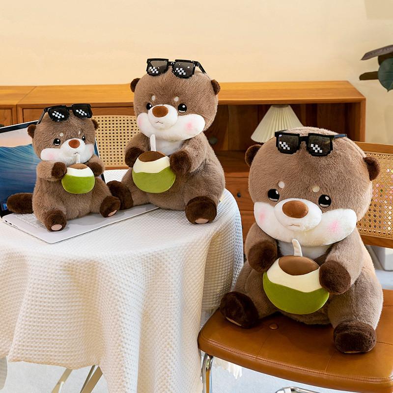 Adorable Coconut Drinking Sloth Capybara Plush Toy Soft Stuffed Animal Gift For Birthdays