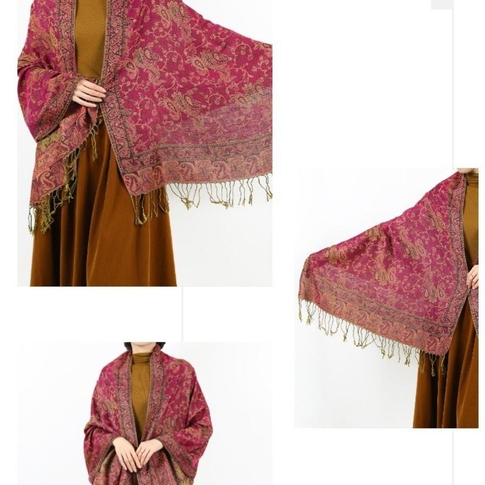 Tassels Sunscreen Shawl Sun Protection Cashmere Scarf Soft Paisley Shawl  Women