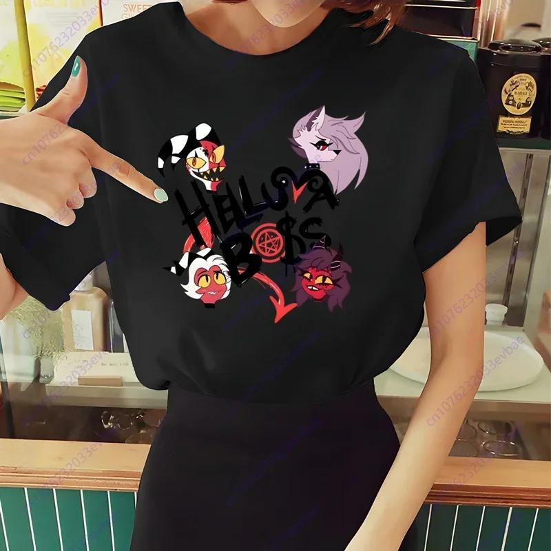 Женская футболка Helluva Boss Летняя футболка с коротким рукавом и принтом жевания Забавная футболка Харадзюку Топы Мужская футболка Уличная одежда