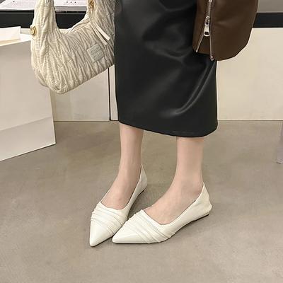 Женская обувь Высококачественные неглубокие женские туфли на высоком каблуке Модные плиссированные повседневные туфли Женские сексуальные туфли с острым носком для женщин