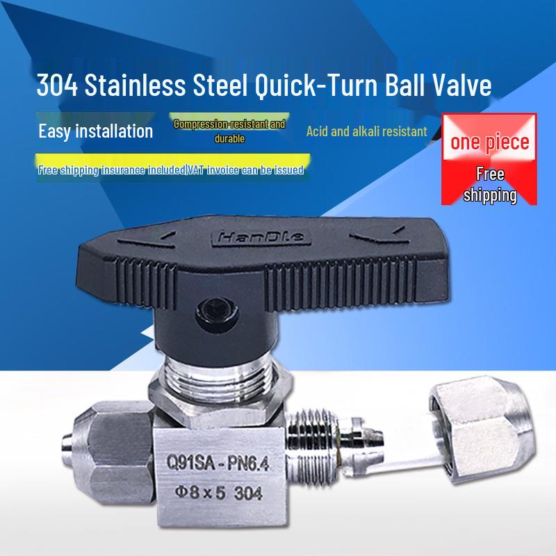 304/316 Stainless Steel Quick Turn Ball Valve with Silicone PTFE Tube & PU Quick Connect, Model Q91SA